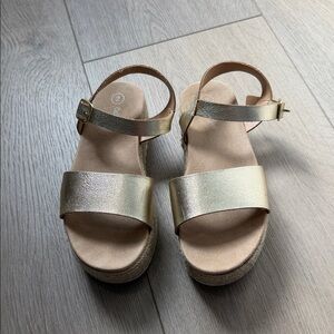 Gold Metallic Sandals with Ankle Strap